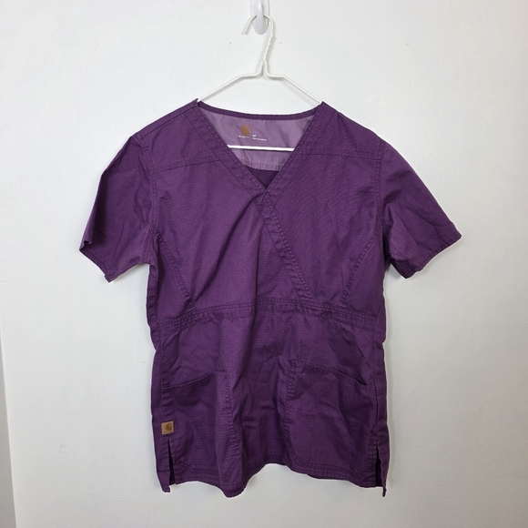 Carhartt Purple Work Doctor Nurse Basic Scrub Top Shirt Size Medium - Picture 1 of 6